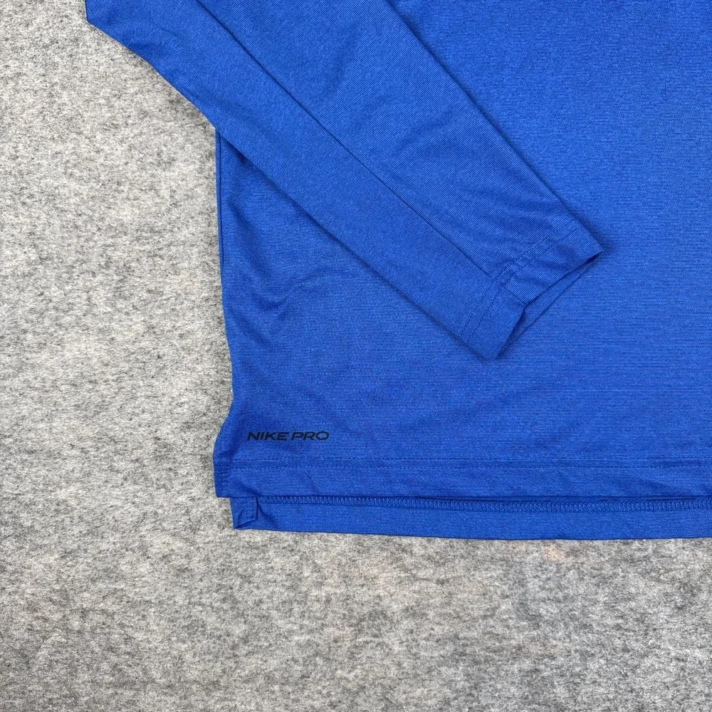 Nike Pro Dri Fit Hooded Shirt Long Sleeve Blue Mens Medium M